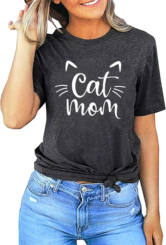 Miniatura 3 de Camisas de mamá de gato para mujer, camisetas de gato y mamá, regalos para amantes de las mascotas, camisetas divertidas con gráficos de gatos