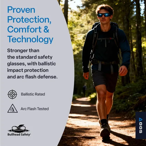 Miniatura 2 de Bullhead Safety Dorado - Lentes de seguridad con doble lente, ANSI Z87+, lentes de luz azul con protección contra la luz UV y revestimiento marco