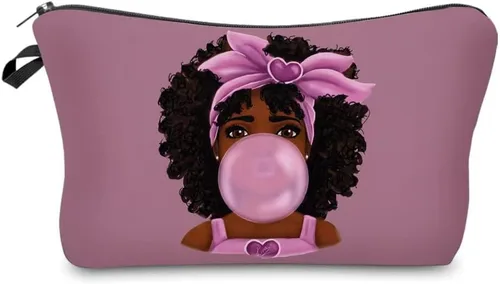 Miniatura 27 de Bolsa de maquillaje afroamericana para monedero, bolsas de cosméticos negras afro para mujer, regalo inspirador, pequeña bolsa de cosméticos