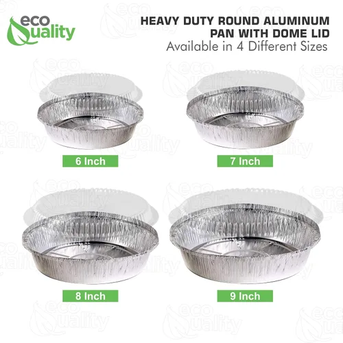 Miniatura 4 de EcoQuality Sartenes redondos de papel de aluminio de 6 pulgadas con tapas transparentes, recipientes desechables con paredes plegables para hornear