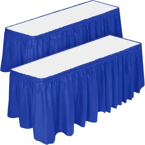 Miniatura 6 de DecorRack Paquete de 2 faldones de mesa, 29 pulgadas x 14 pies cada uno, sin BPA, desechables, reutilizables, falda rectangular para mantel