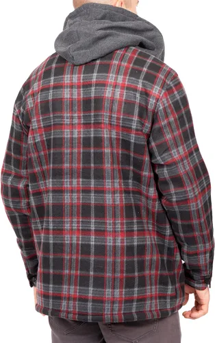Miniatura 3 de Visive Chaqueta Sherpa de franela forrada para hombre, forro polar grueso, con cremallera, sudaderas grandes y altas, acolchadas a cuadros
