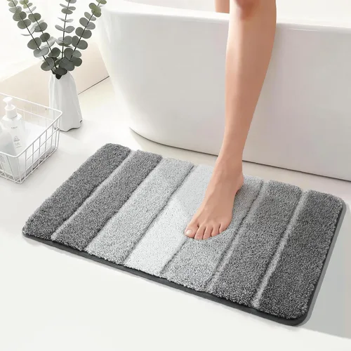 Miniatura 16 de COSY HOMEER Alfombras de baño de 24 x 17 pulgadas, ultra suaves y absorbentes, con respaldo de TPR antideslizante, lavable a máquina, alfombra Beige