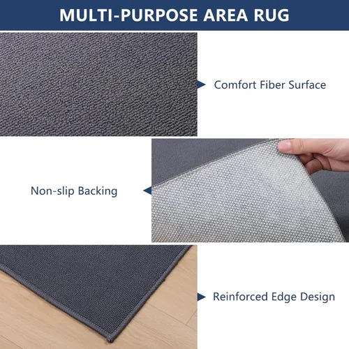 Miniatura 3 de Tapete para silla para suelos duros, tapete grande de 63 x 51 pulgadas para sillas para suelos de madera dura, alfombra de escritorio de tela