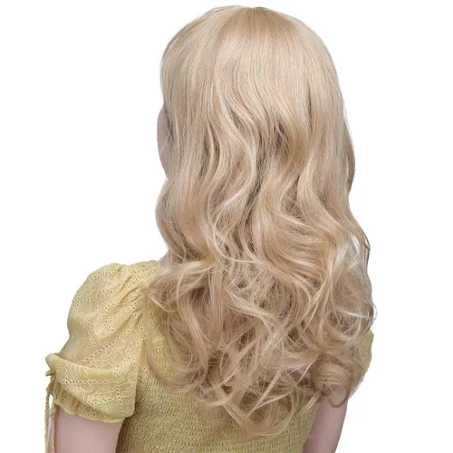 Miniatura 6 de SYXLCYGG Pelucas largas de 22 pulgadas, rubia, ondulada, sintética, para uso diario, para mujer, disfraces de Halloween, fiestas, pelucas de cabello