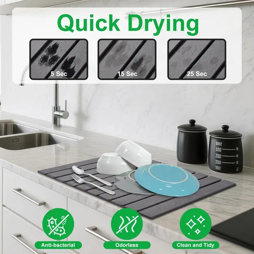 Miniatura 7 de cuomaop Kitchen Master Bundle: freidora de acero inoxidable de 9.4 pulgadas con medidor de temperatura + alfombrilla de secado de diatomita plegable