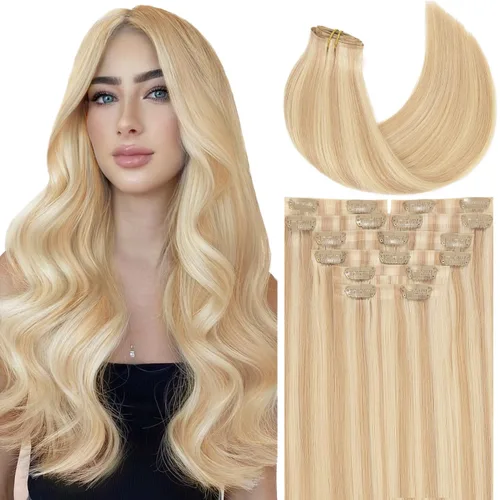 Miniatura 18 de Loxxy Extensiones de cabello humano con clip, sin costuras, 22 pulgadas, color marrón oscuro a castaño oscuro y marrón oscuro, 7 piezas