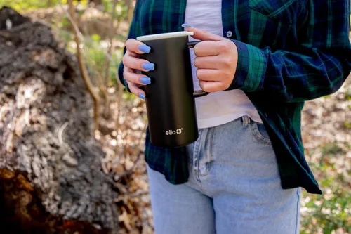 Miniatura 7 de Ello Campy - Taza de viaje de acero inoxidable de 18 onzas con asa y tapa a prueba de fugas Taza de café con aislamiento al vacío para bebidas