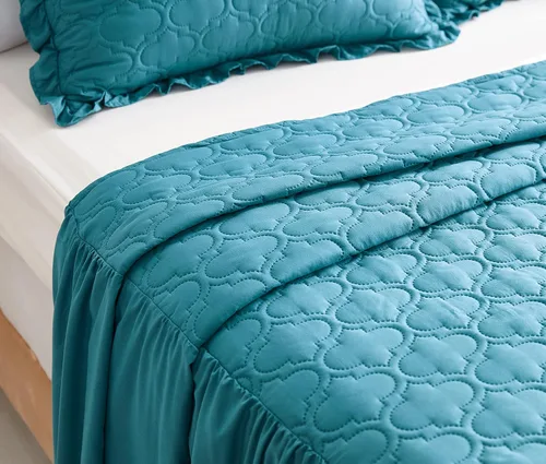 Miniatura 3 de CHIXIN Colcha con Falda con Volantes - Caída de 30 Pulgadas de Largo, Ropa de Cama Estilo Shabby Chic, Ligera, Juego de 3 Piezas, Tamaño California