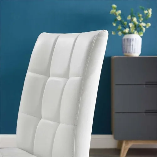 Miniatura 7 de Modway Promulgate Biscuit - Juego de 2 sillas auxiliares tapizadas de piel sintética para comedor, color blanco