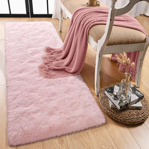 Miniatura 44 de Alfombra Corredor Suave de Pelo Largo para Dormitorio, 2 x 6 pies, alfombras esponjosas con parte inferior antideslizante para pasillo, junto a