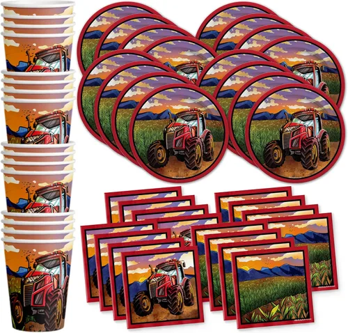 Miniatura 14 de Juego de suministros para fiesta de cumpleaños de motociclistas, platos, servilletas, vasos, vajilla para 16