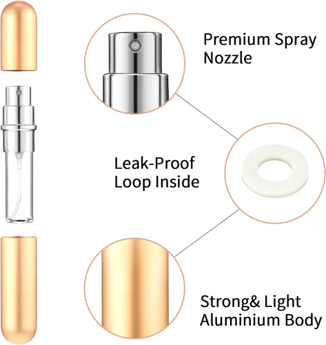 Miniatura 4 de Boao Atomizador recargable de viaje de 0.2 fl oz, mini atomizador de perfume de colonia, recargable, a granel, portátil, mini botella de spray