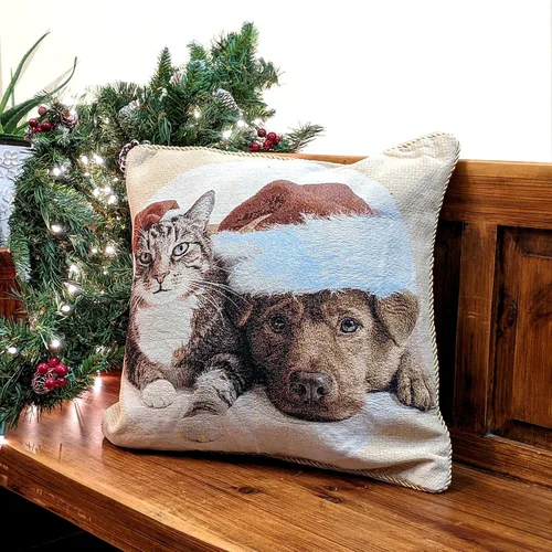 Miniatura 21 de Tache - Funda de almohada roja de Papá Noel, 1 pieza de 16 x 16 pulgadas, tapiz festivo, lindo Papá Noel está llegando a la ciudad, funda de almohada
