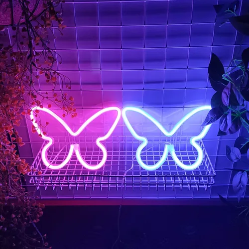 Miniatura 4 de JYWJ Letrero de neón de mariposa, luz de neón con pilas USB o 3 AA, decoración de mesa LED, decoración de pared de dormitorio, regalo de cumpleaños