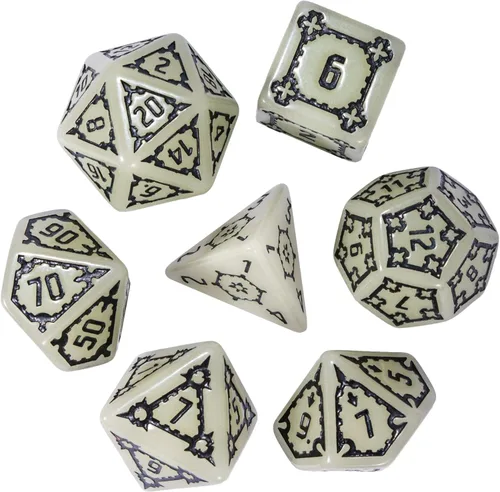 Miniatura 8 de Cusdie - Juego de 7 dados DND gigantes de 25 mm que brillan en la oscuridad, juego de dados poliédricos luminosos, dados D&D con bolsa de dados