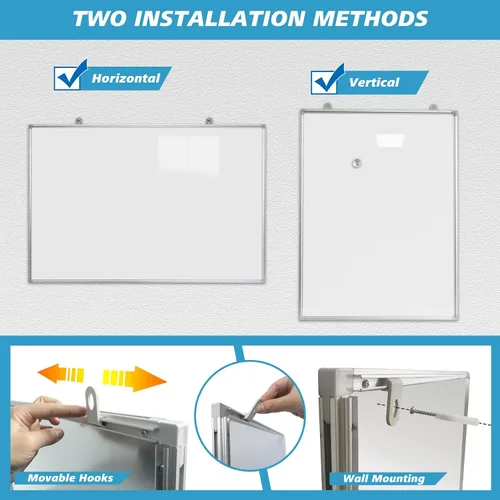 Miniatura 4 de Pizarra magnética de borrado en seco de 24 x 36 pulgadas, para colgar y montar en la pared, marco de aluminio, tableros de mensajes para el hogar