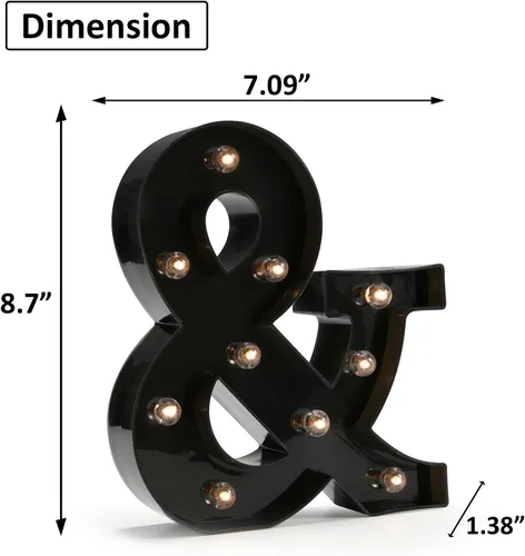 Miniatura 6 de Oycbuzo - Letras con iluminación Led, letras del alfabeto, color negro, para decoración de bares, festivales, cumpleaños, bodas