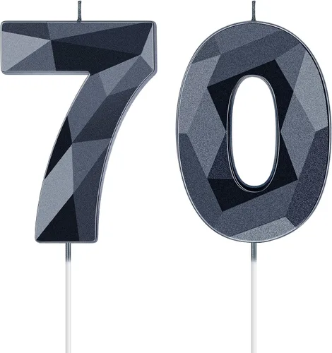 Miniatura 10 de Nuanchu Velas de cumpleaños número 10 en forma de diamante 3D, velas numeradas para pastel de cumpleaños, velas temáticas para hornear en familia