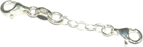 Miniatura 5 de Extensor de cadena de cable de seguridad de plata de ley 925 de 1,5 pulgadas con dos cierres de langosta
