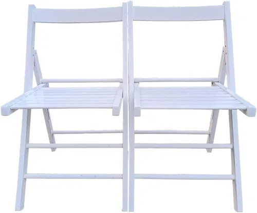 DSHADE Juego de 2 sillas plegables de madera de listones plegables para eventos especiales, sillas plegables de fiesta de estilo plegable para Blanco