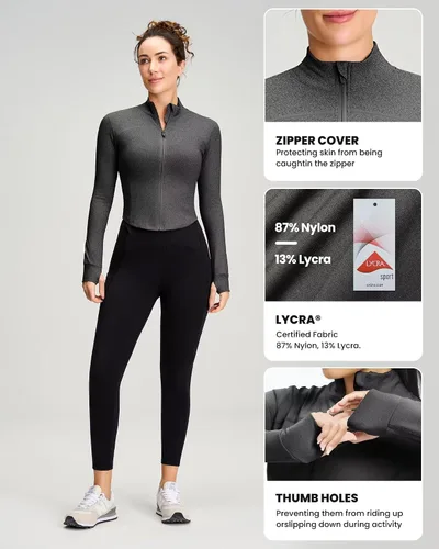 Miniatura 4 de QUEENIEKE Womens Athletic Workout Jackets Cottony-Soft Full Zip Slim Fit Running Jacket 0703