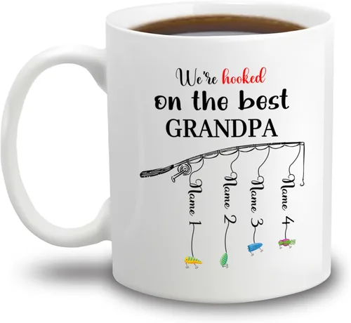 Miniatura 16 de Taza de café con texto en inglés "Best Grandpa Ever", regalo para el día del padre, taza de café personalizada para abuelo, tazas blancas de 11 Taza