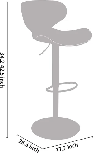 Miniatura 3 de CangLong Taburete de bar giratorio ajustable, sillas de altura de mostrador con respaldo y reposapiés para bar, cocina, comedor, sala de estar y pub