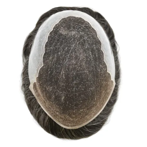 Miniatura 5 de Toupee para hombres Sistema de reemplazo de cabello humano real, postizo de encaje suizo suave para hombres, sistema de pelo tupé, protesis capilar