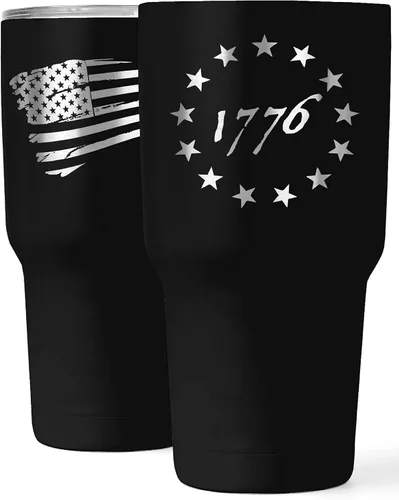 Miniatura 8 de Betsy Ross 1776 - Vaso patriótico de 30 onzas con la bandera estadounidense, taza de viaje para café patriótico, vaso de viaje con doble aislamiento