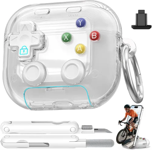 Miniatura 11 de Funda para AirPods Pro 3, con botón presionable, bloqueo de seguridad y soporte para teléfono, funda de regalo divertida para mujeres y hombres