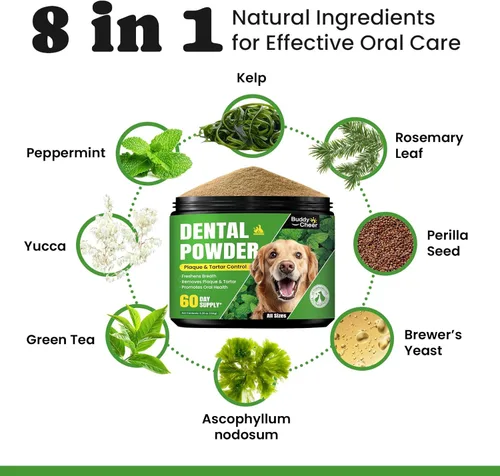 Miniatura 8 de Polvo de limpieza dental para perros, polvo dental para perros y refrescante de aliento para gatos, eliminador de placa para limpieza de dientes