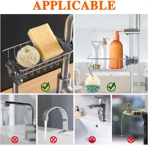 Miniatura 6 de 2 Piezas Estante De Ducha Inoxidable Para Barra De Ducha Estante Ducha Sin Tornillos Ajustable Para Baño/Cocina