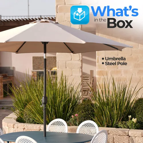Miniatura 2 de SereneLife Home - Sombrilla de mesa de patio de 10 pies, 6 varillas resistentes con botón de inclinación, manivela abierta de fácil cierre, muebles