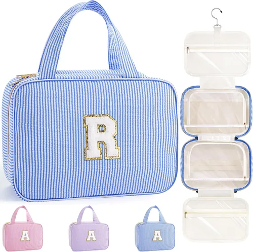 Miniatura 41 de TOPEAST Neceser colgante de viaje, bolsa de aseo personalizada con inicial, regalos de cumpleaños para mamá, hija, hermana, amigas, artículos Púrpura