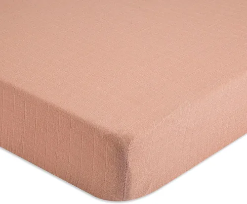 Crane Baby Sábana bajera, sábana bajera ajustable de algodón suave para cunas y guarderías, cobre beige, 28 pulgadas de ancho x 52 pulgadas de alto