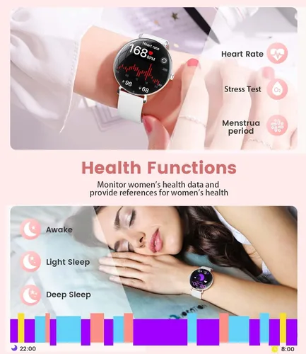 Miniatura 7 de LIGE Reloj inteligente ultrafino para mujer (respuesta/hacer llamadas), reloj inteligente de 1.43 pulgadas con pantalla siempre encendida