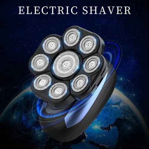 Miniatura 7 de Afeitadoras de cabeza para hombres calvos, máquina de afeitar rotativa eléctrica 9D, multifuncional, afeitadora de cabeza calva para hombre