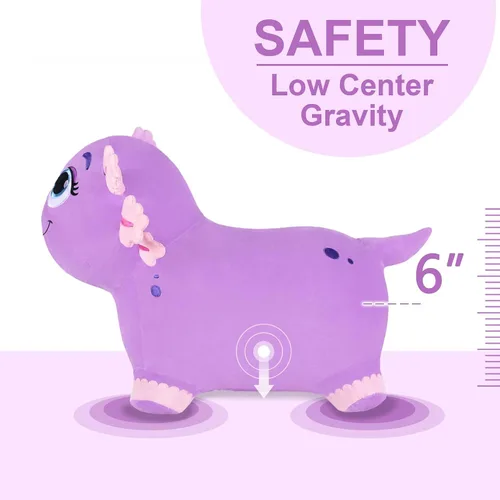 Miniatura 5 de Bouncy Pals Caballo saltador de ajolote morado, tolva inflable de animales para niñas pequeñas, juguete de salto al aire libre para niños, juguete