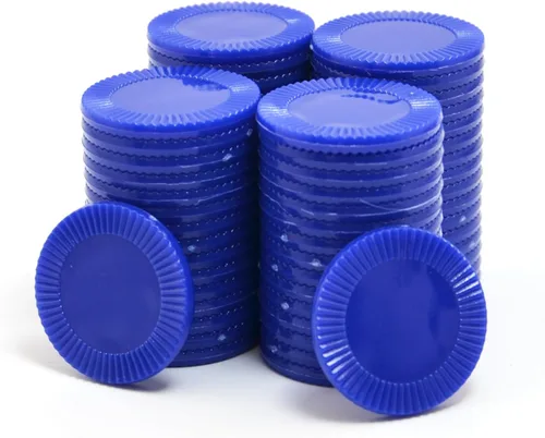 Smartdealspro 64 unidades de 1.260 in/1.26 pulgadas de plástico opaco para contadores de aprendizaje, mini fichas de póquer con caja de Azul oscuro