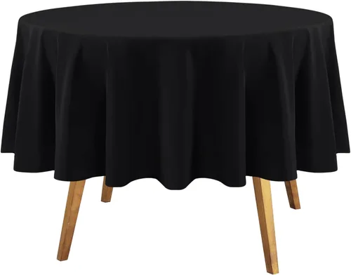 Miniatura 8 de Childom - Juego de 3 manteles redondos de plástico desechables de 84 pulgadas, manteles de mesa redondos para interiores o exteriores, fiestas