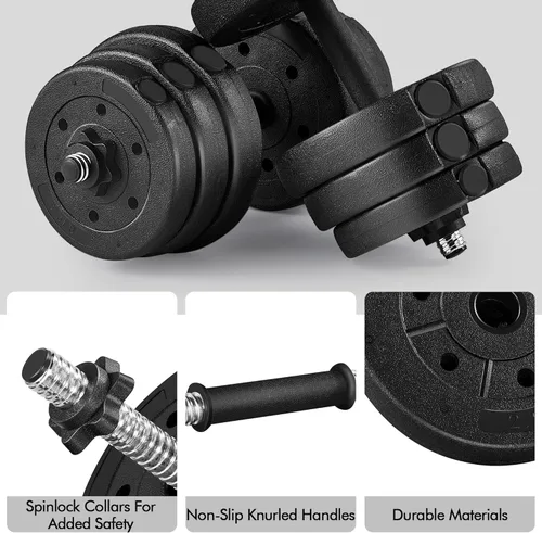 Miniatura 6 de Yaheetech Juego de mancuernas ajustables, pesas para ejercicio y fitness, con 4 collares Spinlock para mujeres y hombres, gimnasio en casa