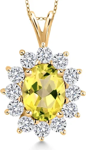 Miniatura 20 de Gem Stone King Collar con piedra natal ovalada de plata chapada en oro amarillo de 18 quilates, ovalado de 0.315 x 0.236 in, collares con colgante