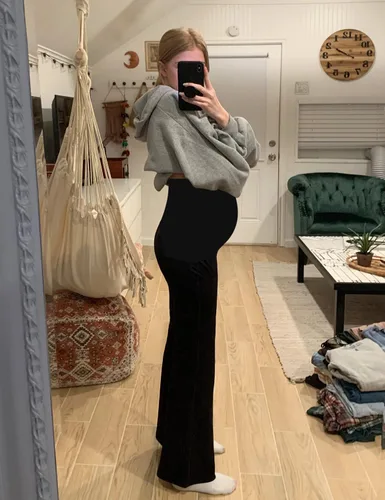 Miniatura 2 de Pantalones acampanados de maternidad sobre el vientreleggings elásticos con parte inferior acampanada estilo palazzo para yoga y trabajo