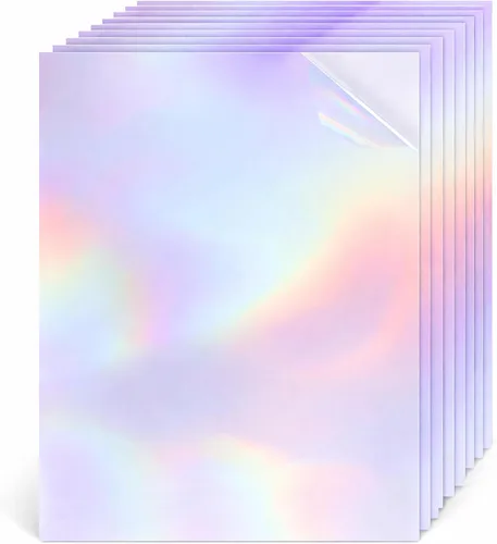 Miniatura 9 de 36 hojas de papel adhesivo holográfico transparente A4, láminas de vinilo autoadhesivas, película laminada de superposición