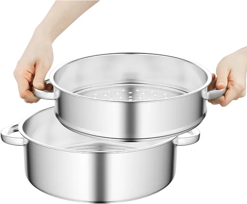 Miniatura 9 de Olla de vapor de acero inoxidable de 5 niveles para cocinar, olla de vapor multiusos de acero inoxidable de 11 pulgadas con asa y tapa, cesta