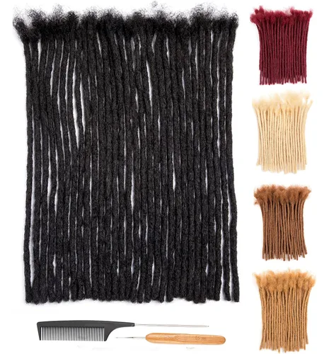 Miniatura 20 de DAIXI 0.2cm y 0.4cm y 0.6cm y 0.8cm de grosor 4-18 pulgadas 10 hebras extensiones de rastas de cabello humano 100% real para hombres/mujeres