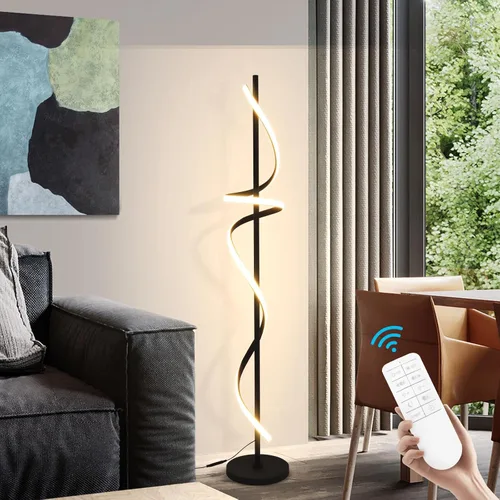 Miniatura 9 de EIDISUNY Lámpara de pie moderna para sala de estar, lámparas de pie LED en espiral de 3 colores con control remoto e interruptor de pie, lámpara