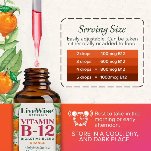 Miniatura 4 de Líquido B12 Vitamina Sublingual – Vitamina Líquida Totalmente Natural Vegana B12 Gotas – Suplemento de adenosilcobalamina sin OMG y metilcobalamina