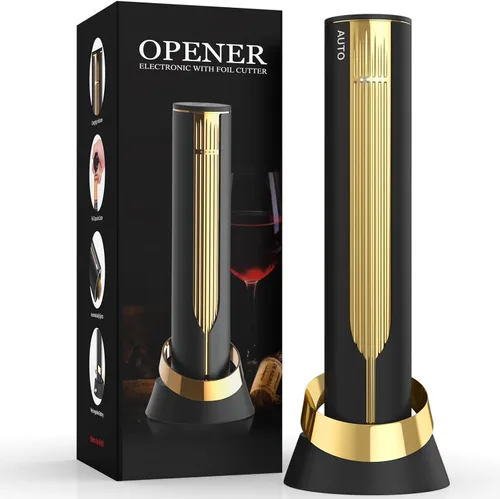 Newise Abridor de Vino Eléctrico Recargable con Base de Carga y Cortador de Papel de Aluminio, Sacacorchos Automático para 60 Botellas, Regalo de